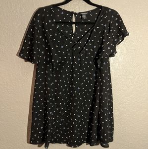 Torrid Black Chiffon Flutter Sleeve Blouse